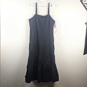 Prabal Gurung Women's Black Tiered Maxi Dress Size 18 W Pockets